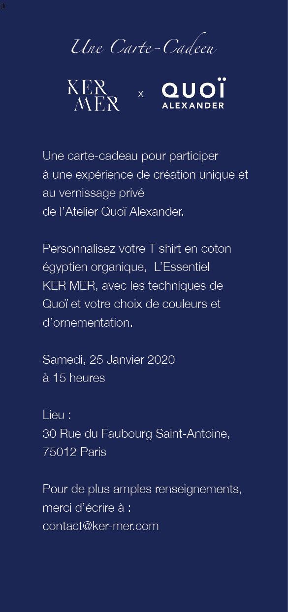 "Do it yourself" à l'atelier de Quoï Alexander